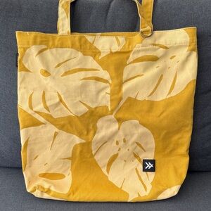 Thread Tote Bag Tropical Al Over Print Yellow Floral Plant Beach